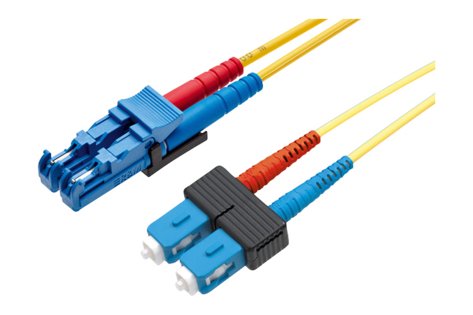 Patch cord FO, E-2000-Compact PC/UPC Grade C - SC-Duplex PC/UPC Grade C,  Singlemode OS2 G.652.D, Duplex Figur 8 (2.7 x 5.6), Eca (LSZH), 5m (R303371)