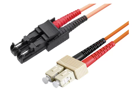 Patch cord FO, E-2000-Compact PC/UPC Grade Bm - SC-Duplex PC/UPC Grade  Bm, Multimode OM1 (G62.5), Duplex Figur 8 (2.7 x 5.6), Eca (LSZH), 3m (R304033)