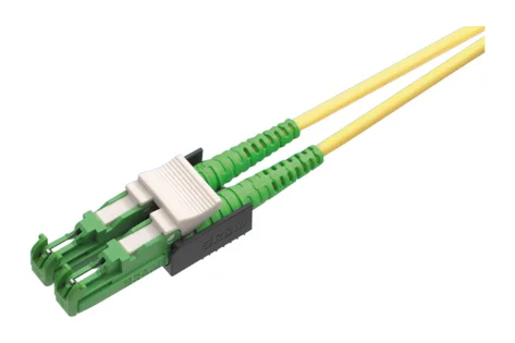 Patch cord FO, E-2000-Compact APC 8° Grade C - FC-Simplex PC/UPC Grade  C, Singlemode OS2 G.652.D, Duplex Figur 8 (2.7 x 5.6), Eca (LSZH), 5m (R306321)
