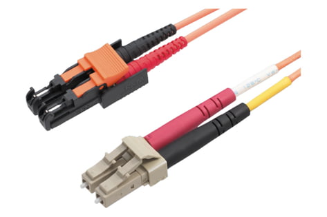 Patch cord FO, E-2000-Compact PC/UPC Grade Bm - LC-Duplex PC/UPC Grade  Bm, Multimode OM2 (G50), Duplex Figur 8 (2.0 x 4.2), Eca (LSZH), 5m (R308943)