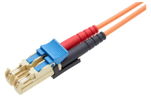 Patch cord FO, E-2000-Compact PC/UPC Grade Bm - E-2000-Compact PC/UPC  Grade Bm, Multimode OM1 (G62.5), Duplex Figur 8 (2.7 x 5.6),Eca (LSZH),  2m (R323129)