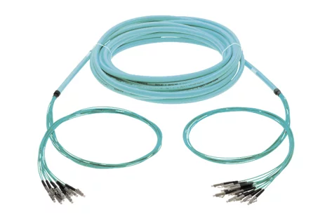 Breakout Cable E-2000™ PC 12x - E-2000™ PC 12x, beige/turquoise, OM3, Bm/3, 20 m (R502267)